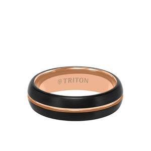 Triton 6.5MM Tungsten Carbide Two-Tone Ring with Brushed Finish