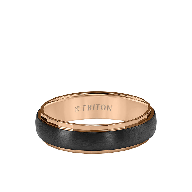 Triton 6MM Titanium Ring with Satin Finish and Faceted Edge