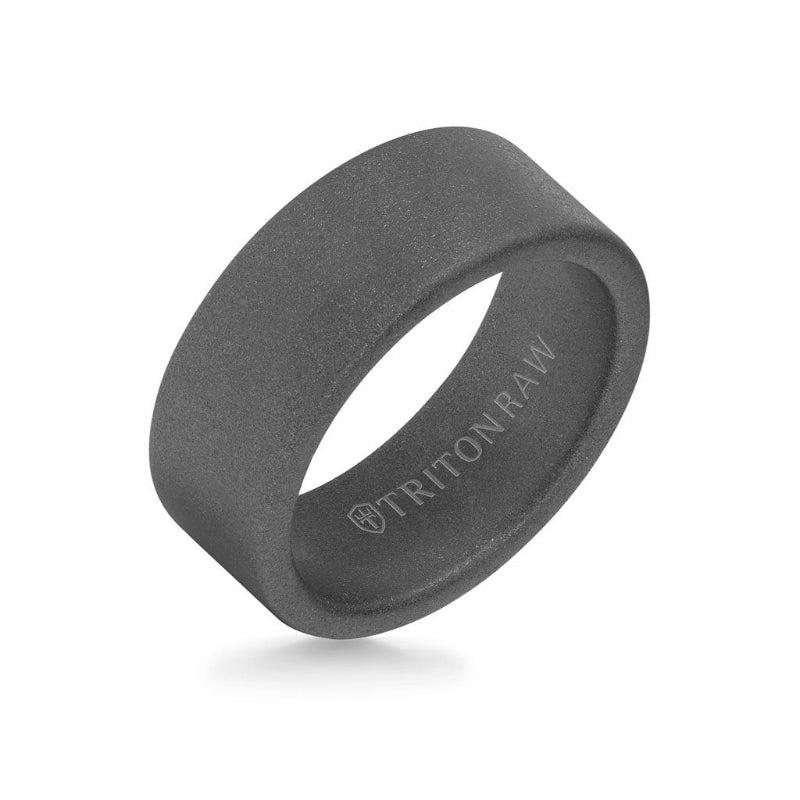 Triton 9MM Tungsten RAW Ring - Sandblasted Matte Finish and Flat Edge