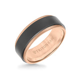 Triton 8MM Tungsten RAW+ 18K Matte Gold Ring - Sandblasted Center and Step Edge