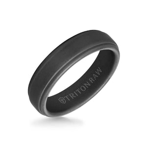 Triton 6MM Tungsten RAW Black DLC Ring - Matte Finish and Step Edge