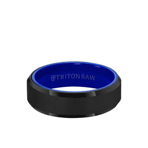 Triton 7MM Tungsten RAW Black DLC Ring - Ceramic Interior and Bevel Edge