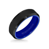 Triton 7MM Tungsten RAW Black DLC Ring - Ceramic Interior and Bevel Edge