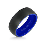 Triton 8MM Tungsten RAW Black DLC Ring - Dome Profile, Ceramic Interior and Flat Edge