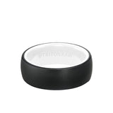 Triton 8MM Tungsten RAW Black DLC Ring - Dome Profile, Ceramic Interior and Flat Edge