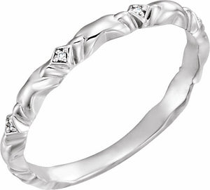 14K White .02 CTW Diamond Anniversary Band