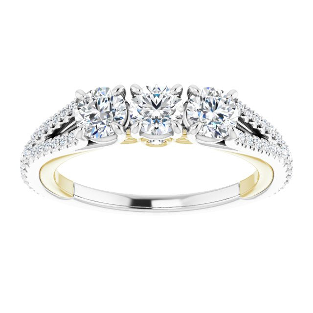 14K White & Yellow 1 CTW Diamond Anniversary Band