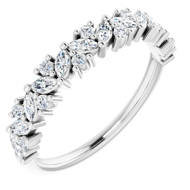 14K White 1/2 CTW Diamond Tilted Marquise Anniversary Band