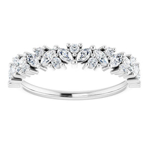 14K White 1/2 CTW Diamond Tilted Marquise Anniversary Band