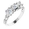 14K White 9/10 CTW Diamond Vintage-Inspired Three-Stone Anniversary Band