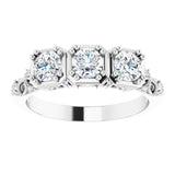 14K White 9/10 CTW Diamond Vintage-Inspired Three-Stone Anniversary Band