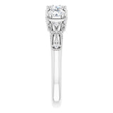 14K White 9/10 CTW Diamond Vintage-Inspired Three-Stone Anniversary Band