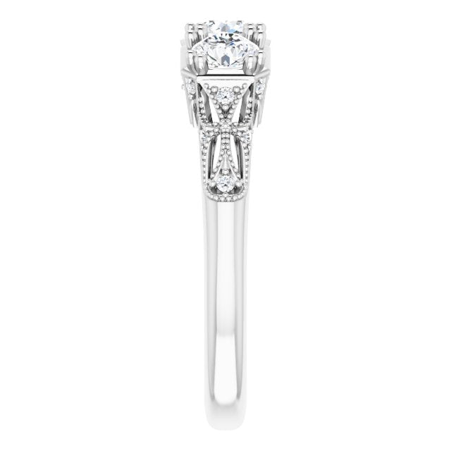 14K White 9/10 CTW Diamond Vintage-Inspired Three-Stone Anniversary Band