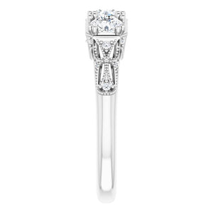 14K White 9/10 CTW Diamond Vintage-Inspired Three-Stone Anniversary Band