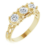 14K Yellow 9/10 CTW Diamond Vintage-Inspired Three-Stone Anniversary Band