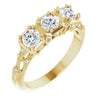 14K Yellow 9/10 CTW Diamond Vintage-Inspired Three-Stone Anniversary Band