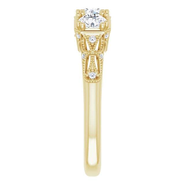 14K Yellow 9/10 CTW Diamond Vintage-Inspired Three-Stone Anniversary Band