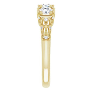 14K Yellow 9/10 CTW Diamond Vintage-Inspired Three-Stone Anniversary Band