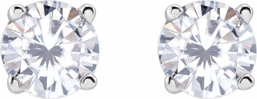 14K White 4 mm Round Stuller Lab-Created Moissaniteu2122 Earrings