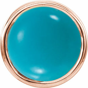 14K Rose Turquoise Bezel-Set Single Earring