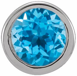 14K White 2.5 mm Round Swiss Blue Topaz Single Micro Stud Earring