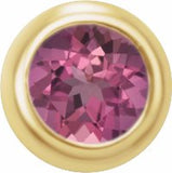 14K Yellow 2 mm Round Pink Tourmaline Single Micro Stud Earring