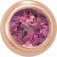 14K Rose 2 mm Round Pink Tourmaline Single Micro Stud Earring