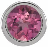 14K White 2.5 mm Round Pink Tourmaline Single Micro Stud Earring