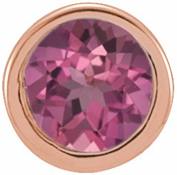 14K Rose 2.5 mm Round Pink Tourmaline Single Micro Stud Earring