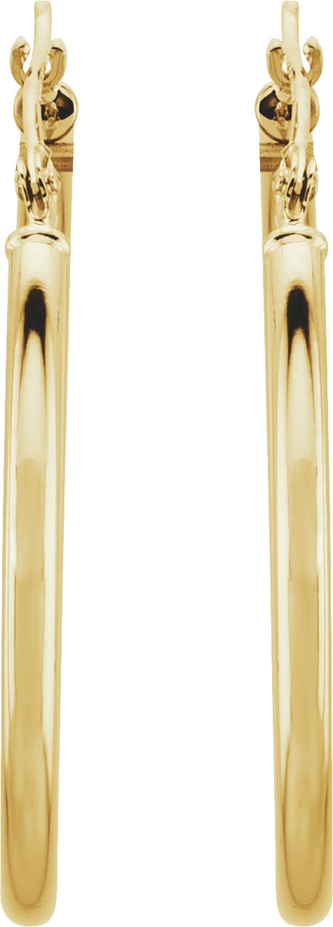 14K Yellow 30 mm Tube Hoop Earrings