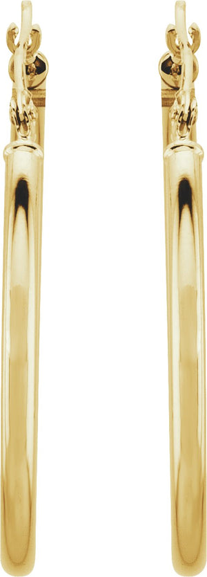 14K Yellow 30 mm Tube Hoop Earrings