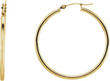 14K Yellow 34 mm Tube Hoop Earrings