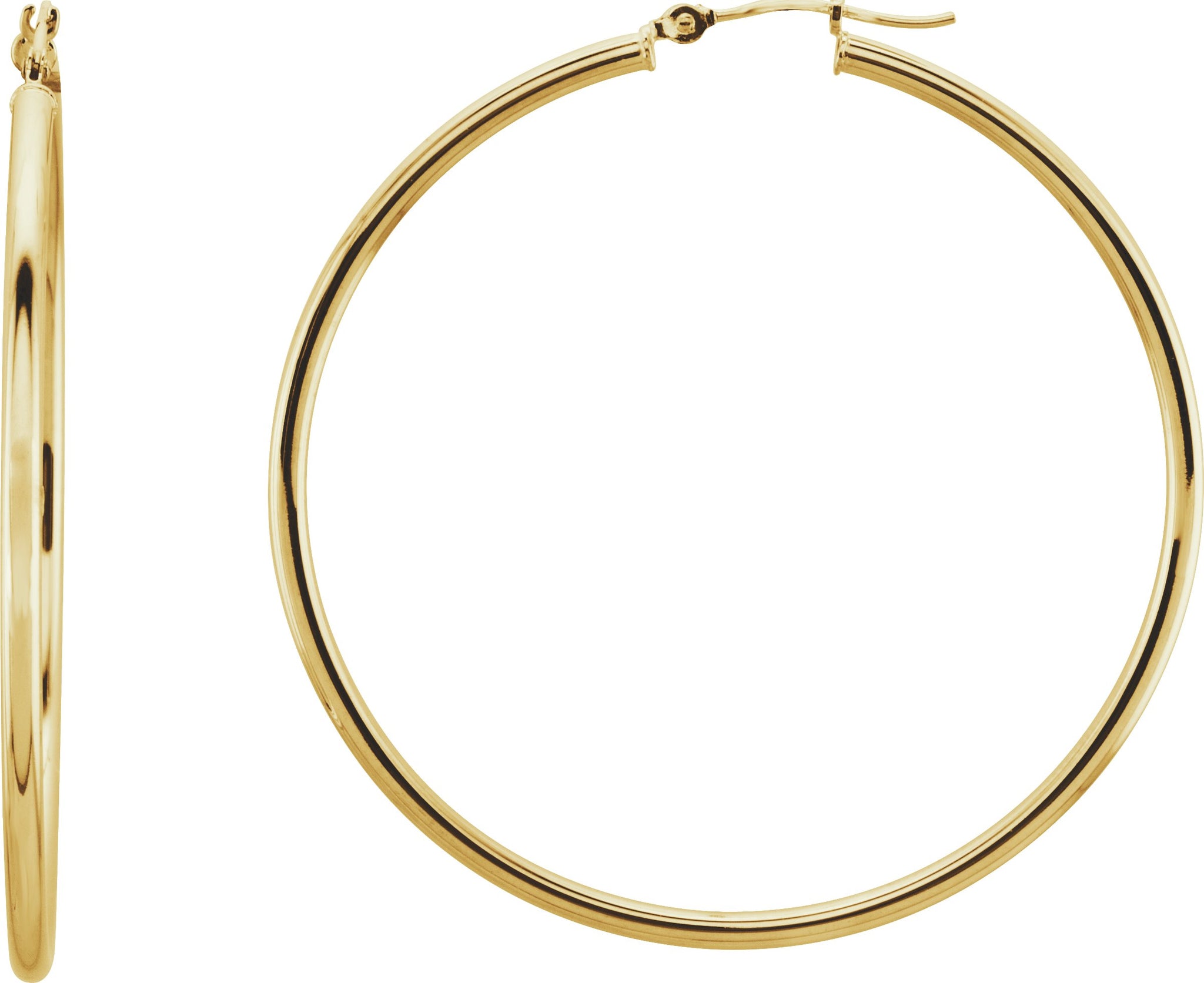 14K Yellow 47 mm Tube Hoop Earrings