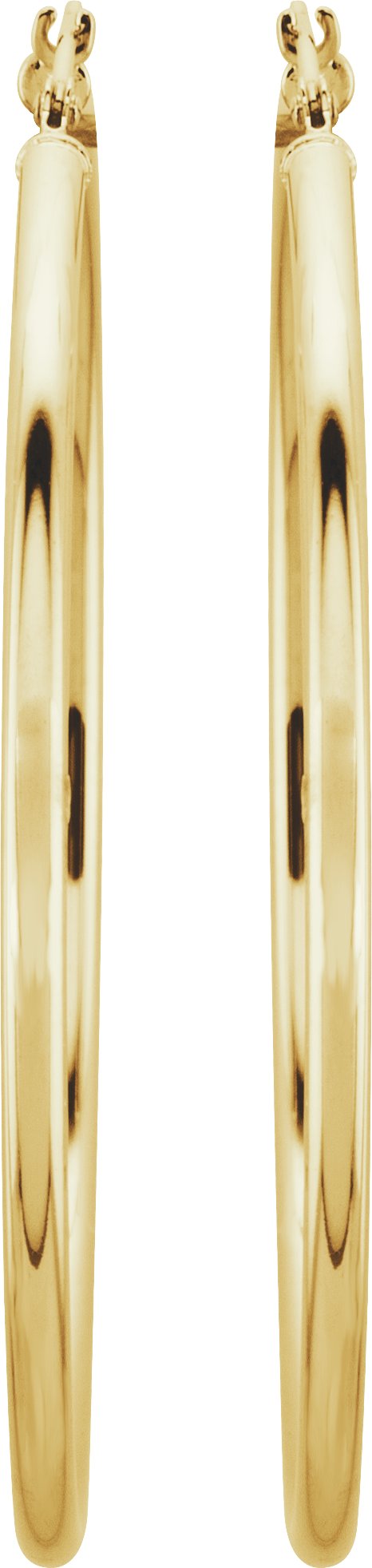 14K Yellow 47 mm Tube Hoop Earrings