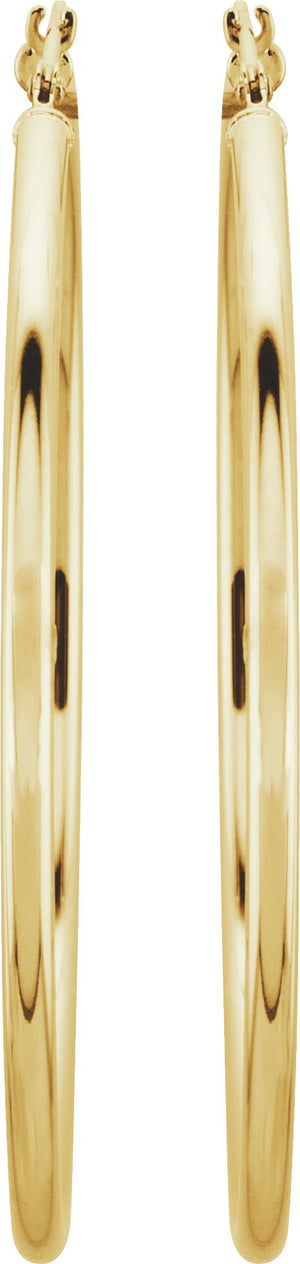 14K Yellow 47 mm Tube Hoop Earrings