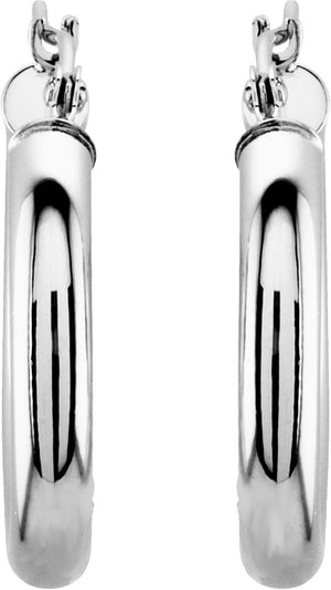 14K White 20 mm Tube Hoop Earrings
