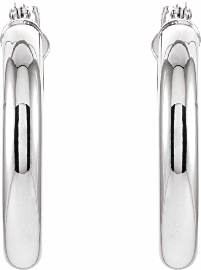 14K White 20 mm Tube Hoop Earrings