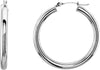 14K White 30 mm Tube Hoop Earrings