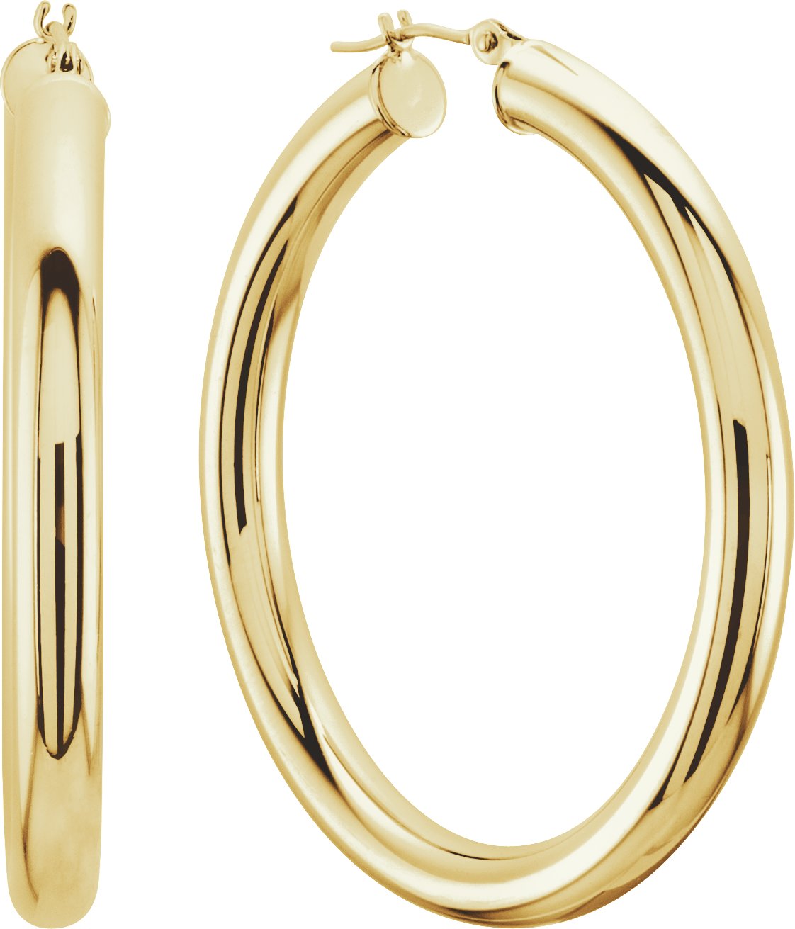 14K Yellow 20 mm Tube Hoop Earrings