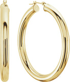 14K Yellow 30 mm Tube Hoop Earrings