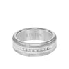 Triton 8MM Tungsten Diamond Ring - Channel Set Silver Satin Finish and Step Edge