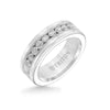 Triton 8MM Tungsten Diamond Ring - Satin Bright Finish and Bevel Edge