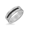 Triton 8MM Ring - Black Diamonds Silver Satin Finish and Round Edge