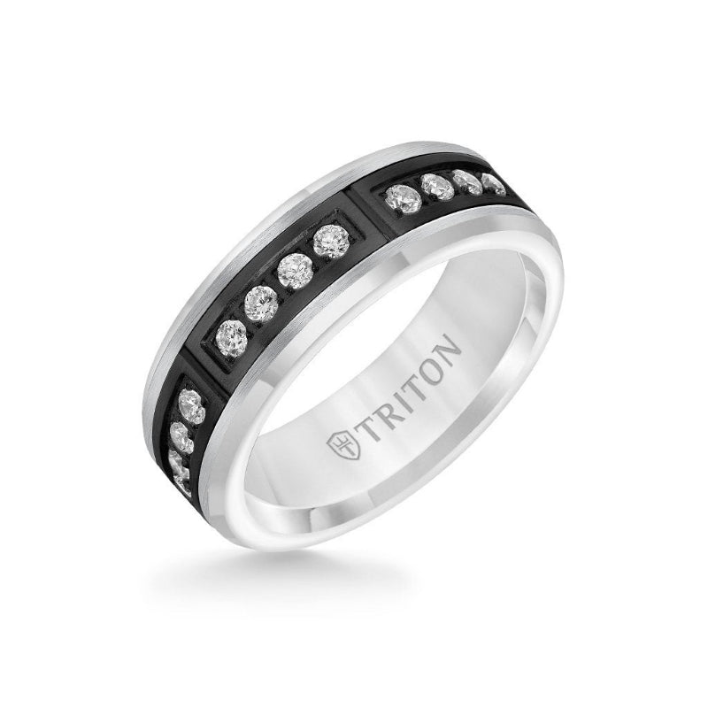 Triton 7MM Ring - Diamonds Set In Channel with Bevel Edge