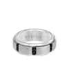 Triton 8MM Tungsten Black Sapphire Ring - Vertical Channel Set Silver Satin Finish and Bevel Edge