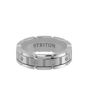 Triton 7MM 14K Gold Eternity Diamond Ring - T-Link Design