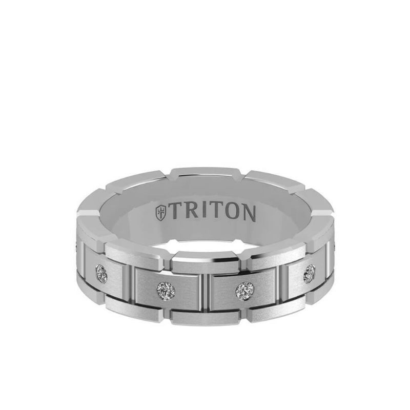 Triton 7MM 14K Gold Eternity Diamond Ring - T-Link Design