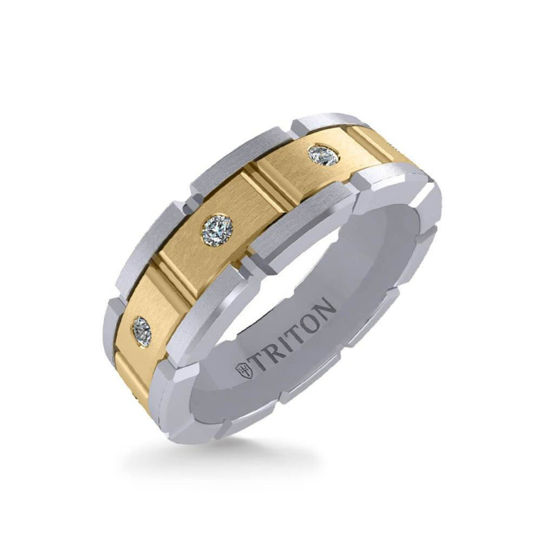 Triton 7MM 14K Gold Eternity Diamond Ring - T-Link Design