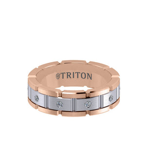 Triton 7MM 14K Gold Eternity Diamond Ring - T-Link Design