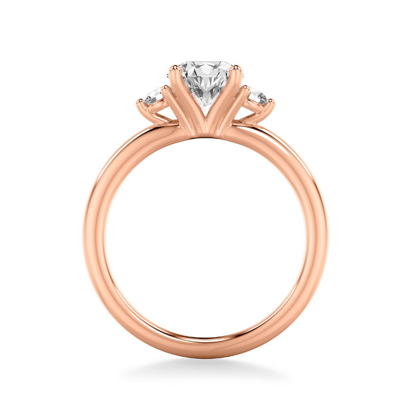 Artcarved Bridal Semi-Mounted with Side Stones Classic Engagement Ring 18K Rose Gold